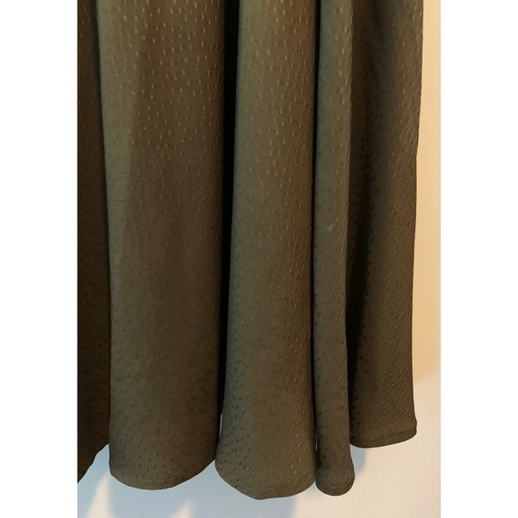 Handmade Custom Rust Clay Olive Green and Red Midi Tie Strap Rayon Ruffle Dress - Picture 16 of 16